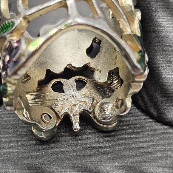 Vintage flower, butterfly and rhinestone ring - Picture 10 of 12